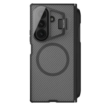 Калъф Nillkin CamShield Prop Magnetic (с прозрачен капак за камерата и S Pen) - Samsung Galaxy Z Fold7 - Прозрачно черен