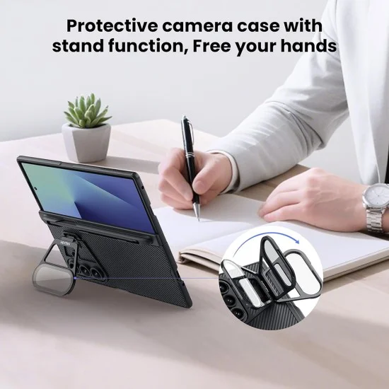 Калъф Nillkin CamShield Prop (с прозрачен капак за камерата и S Pen) - Samsung Galaxy Z Fold7 - Черен