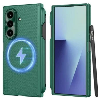 Калъф Nillkin Super Frosted Shield Fold Magnetic с държач за писалка - Samsung Galaxy Z Fold7 - Зелен