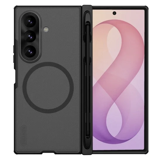 Калъф Nillkin Super Frosted Shield Fold Magnetic с държач за писалка - Samsung Galaxy Z Fold8 Ultra - Прозрачно черен