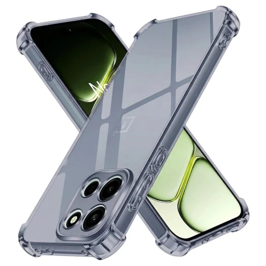 Калъф за OnePlus Nord 6 - Shockproof Clear Silicone - Techsuit - Сив (Smoke Black)