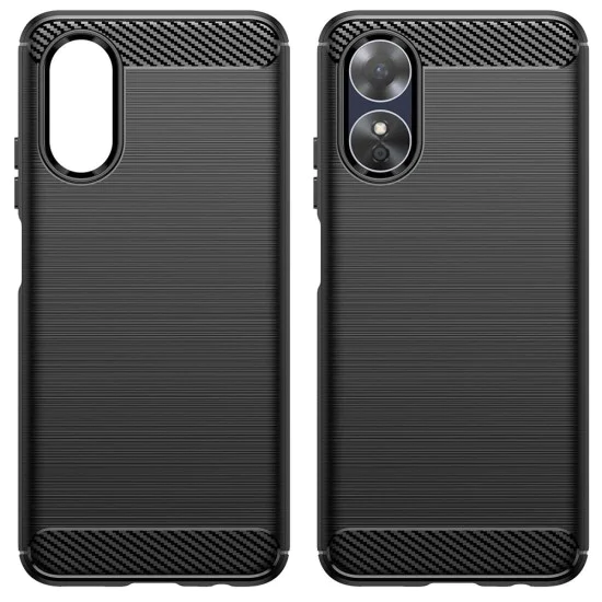 Калъф за Oppo A17 - Carbon Silicone - Черен