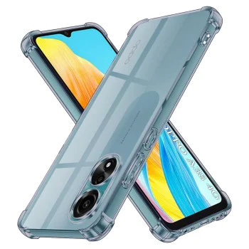 Калъф за Oppo A38 / A18 - Techsuit - Удароустойчив Clear Silicone - Опушено Черен