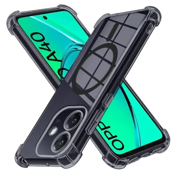 Калъф за Oppo A40 4G - Techsuit - Удароустойчив Clear Silicone MagSafe - Опушено Черен