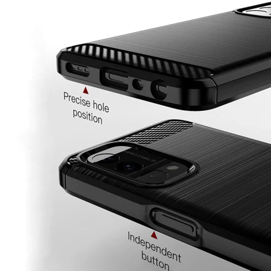 Калъф за Oppo A54 5G / A74 5G / OnePlus Nord N200 5G - Carbon Silicone - Черен