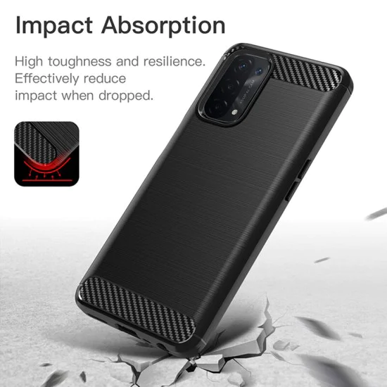 Калъф за Oppo A54 5G / A74 5G / OnePlus Nord N200 5G - Carbon Silicone - Черен