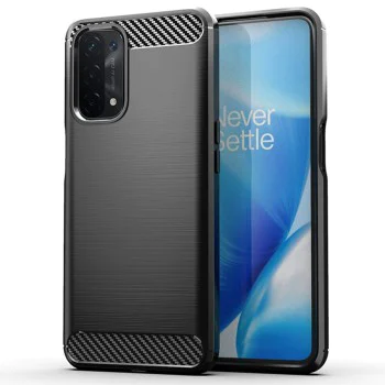 Калъф за Oppo A54 5G / A74 5G / OnePlus Nord N200 5G - Carbon Silicone - Черен