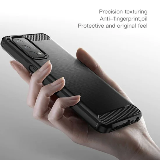 Калъф за Oppo A54 5G / A74 5G / OnePlus Nord N200 5G - Carbon Silicone - Черен