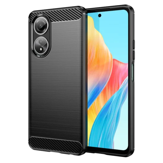 Калъф за Oppo A58 4G - Carbon Silicone - Черен