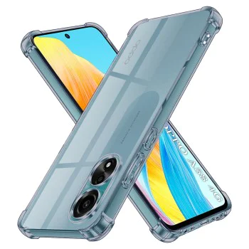 Калъф за Oppo A58 4G - Techsuit - Удароустойчив Clear Silicone - Опушено Черен
