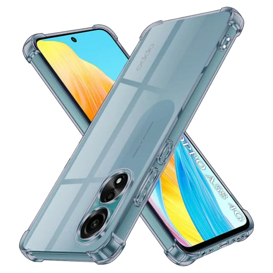 Калъф за Oppo A58 4G - Techsuit - Удароустойчив Clear Silicone - Опушено Черен