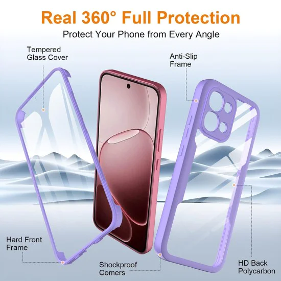 Калъф за Oppo A6 Pro 4G / A6 Pro 5G - ColorVerse 360 Series + протектор - Techsuit - Лилав