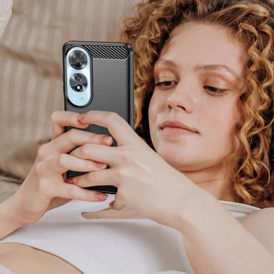 Калъф за Oppo A60 4G - Carbon Silicone - Черен