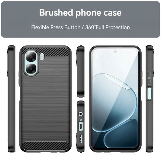 Калъф за Oppo A6x 4G / A6x 5G - Carbon Silicone - Techsuit - Черен