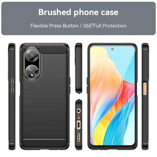 Калъф за Oppo A98 5G - Carbon Silicone - Черен