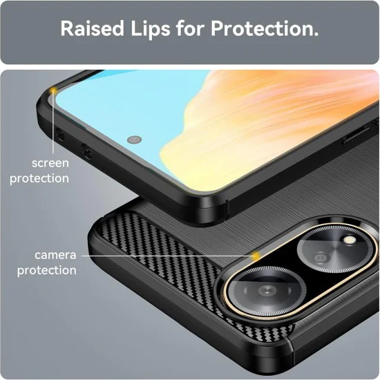 Калъф за Oppo A98 5G - Carbon Silicone - Черен