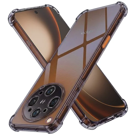 Калъф за Oppo Find X9 Ultra - Shockproof Clear Silicone - Techsuit - Сив (Smoke Black)