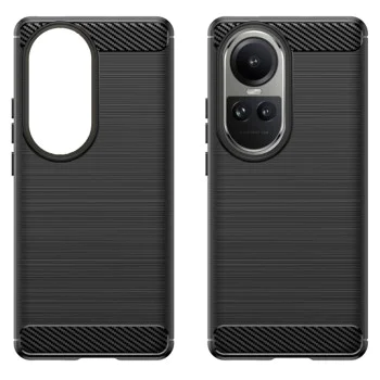 Калъф за Oppo Reno10 - Carbon Silicone - Черен