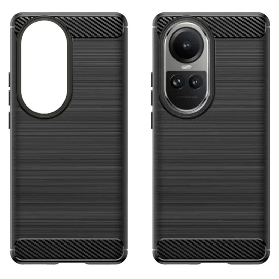 Калъф за Oppo Reno10 - Carbon Silicone - Черен