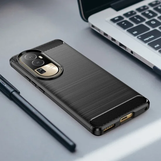 Калъф за Oppo Reno10 - Carbon Silicone - Черен