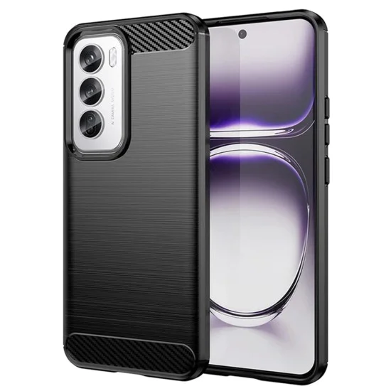 Калъф за Oppo Reno12 - Carbon Silicone - Черен
