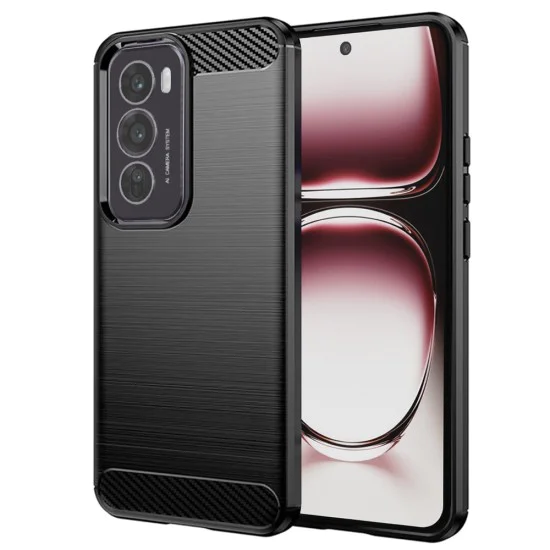 Калъф за Oppo Reno12 Pro - Carbon Silicone - Черен