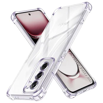 Калъф за Oppo Reno12 Pro - Удароустойчив прозрачен силикон - Прозрачен