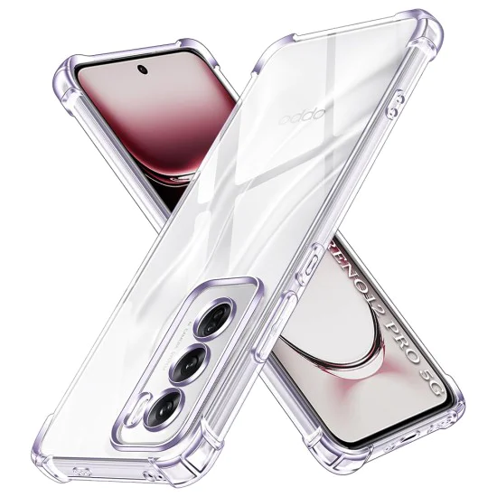 Калъф за Oppo Reno12 Pro - Удароустойчив прозрачен силикон - Прозрачен