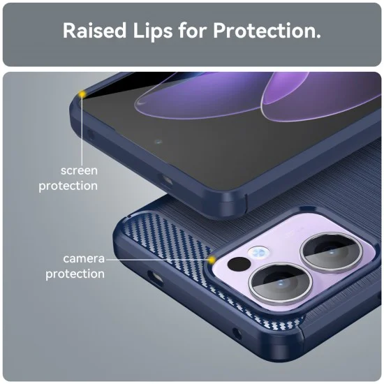 Калъф за Oppo Reno13 F 4G / Reno13 F 5G / Reno13 FS 5G - Techsuit - Carbon Silicone - Син