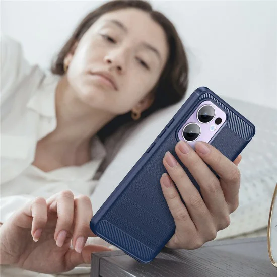 Калъф за Oppo Reno13 F 4G / Reno13 F 5G / Reno13 FS 5G - Techsuit - Carbon Silicone - Син