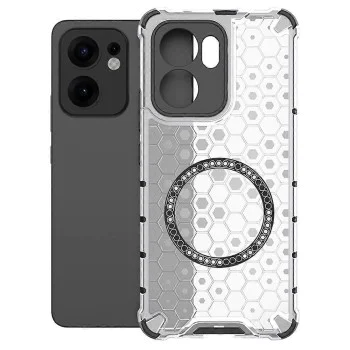 Калъф за Oppo Reno13 F 4G / Reno13 F 5G / Reno13 FS 5G - Techsuit - Honeycomb Shield MagSafe - Бял
