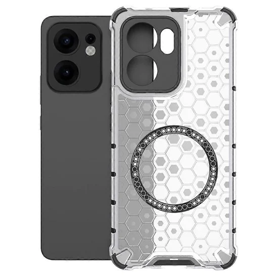 Калъф за Oppo Reno13 F 4G / Reno13 F 5G / Reno13 FS 5G - Techsuit - Honeycomb Shield MagSafe - Бял