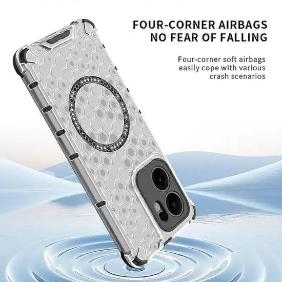 Калъф за Oppo Reno13 F 4G / Reno13 F 5G / Reno13 FS 5G - Techsuit - Honeycomb Shield MagSafe - Бял