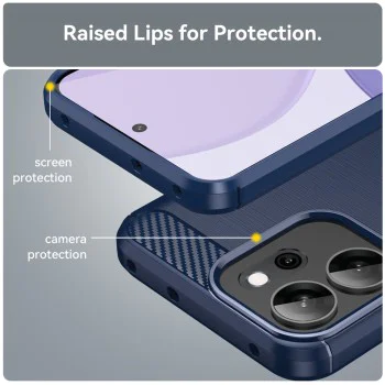 Калъф за Oppo Reno14 F / Reno14 FS 5G - Techsuit - Carbon Silicone - Син