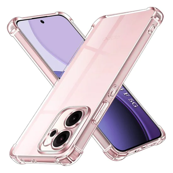 Калъф за Oppo Reno14 F - Удароустойчив Прозрачен Силиконов - Прозрачен