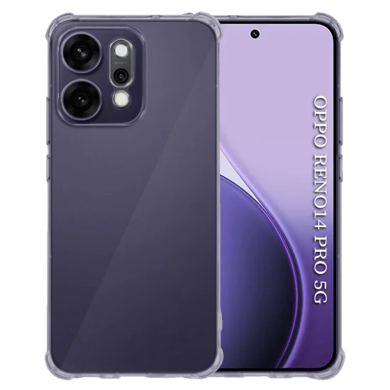 Калъф за Oppo Reno14 Pro - Techsuit - Shockproof Clear Silicone - Опушено Черен