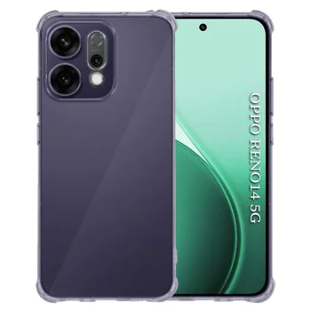 Калъф за Oppo Reno14 - Techsuit - Shockproof Clear Silicone - Опушено Черен