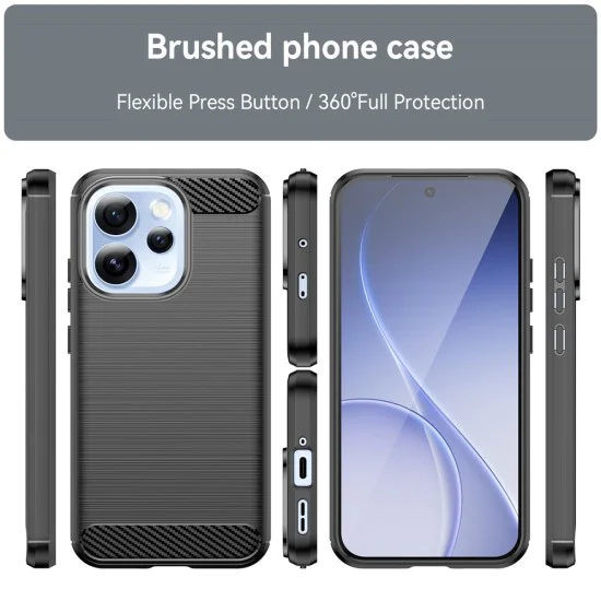 Калъф за Oppo Reno15 Pro - Carbon Silicone - Techsuit - Черен