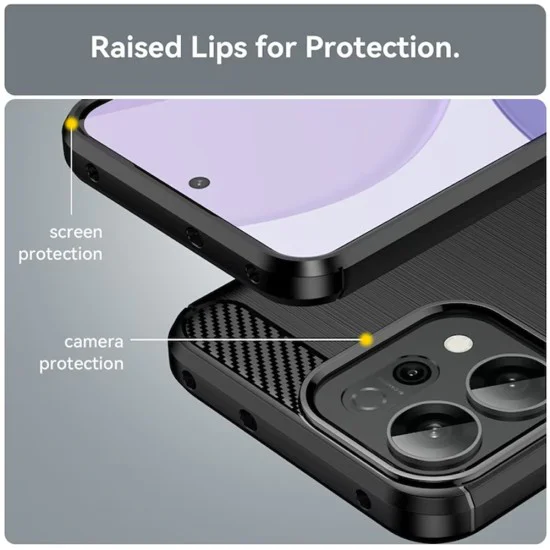 Калъф за Oppo Reno16 F / Reno16 FS - Carbon Silicone - Techsuit - Черен