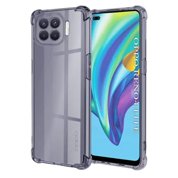 Калъф за Oppo Reno4 Lite - Techsuit - Удароустойчив Clear Silicone - Опушено Черен