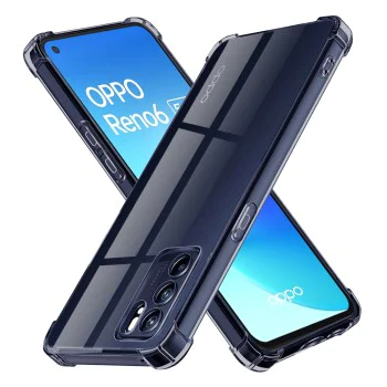 Калъф за Oppo Reno6 5G - Techsuit - Удароустойчив Clear Silicone - Опушено Черен