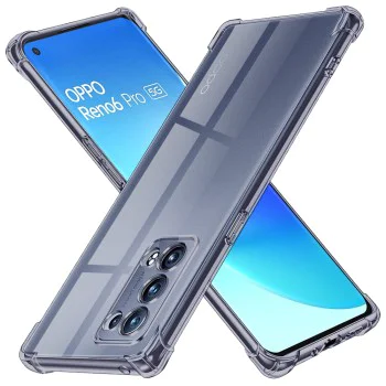 Калъф за Oppo Reno6 Pro 5G (Snapdragon) - Techsuit - Удароустойчив Clear Silicone - Опушено Черен