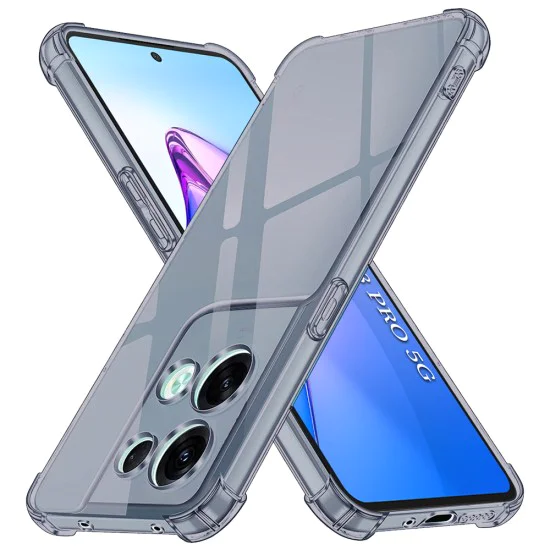 Калъф за Oppo Reno8 Pro - Techsuit - Удароустойчив Clear Silicone - Опушено Черен