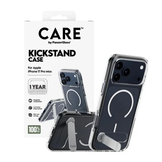Калъф PanzerGlass® CARE Feature Kickstand MagSafe - iPhone 17 Pro Max - Прозрачен