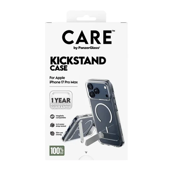 Калъф PanzerGlass® CARE Feature Kickstand MagSafe - iPhone 17 Pro Max - Прозрачен