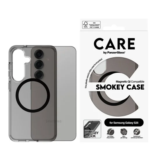Калъф PanzerGlass® CARE Flagship Urban Combat Black Qi Compatible - Samsung Galaxy S25 - Тъмно сив
