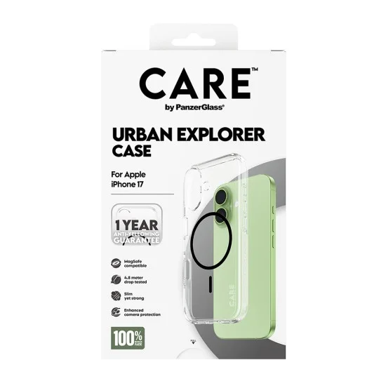 Калъф PanzerGlass® CARE Flagship Urban Explorer Black MagSafe - iPhone 17 - Прозрачен