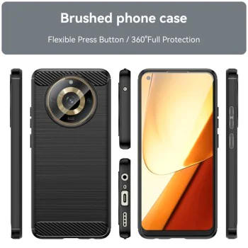 Калъф за Realme 11 - Carbon Silicone - Черен