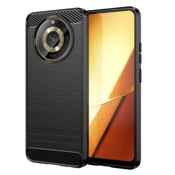 Калъф за Realme 11 - Carbon Silicone - Черен