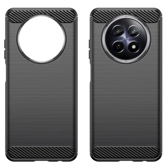 Калъф за Realme 12 / 12x - Carbon Silicone - Черен